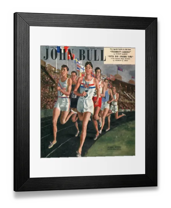 Framed Print : John Bull 1948 1940s UK sports races athletes runners running olympics athletics Framed Print : John Bull 1948 1940s UK sports races athletes runners running olympics athletics