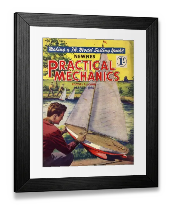 Framed Print : 1955 1950s UK practical mechanics model boats ponds sailing hobbies magazines Framed Print : 1955 1950s UK practical mechanics model boats ponds sailing hobbies magazines