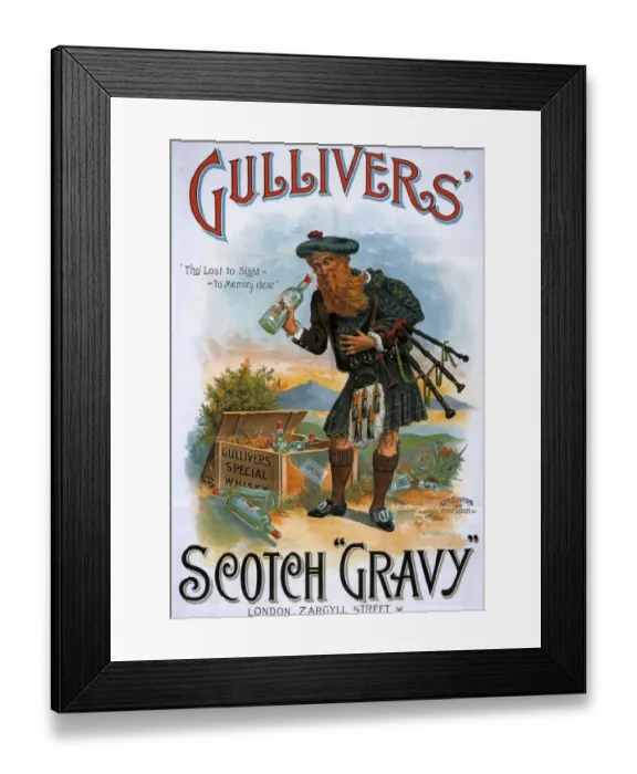 Framed Print : Gullivers 1899 1890s UK whisky alcohol whiskey advert Gullivers Scotch Scottish Framed Print : Gullivers 1899 1890s UK whisky alcohol whiskey advert Gullivers Scotch Scottish
