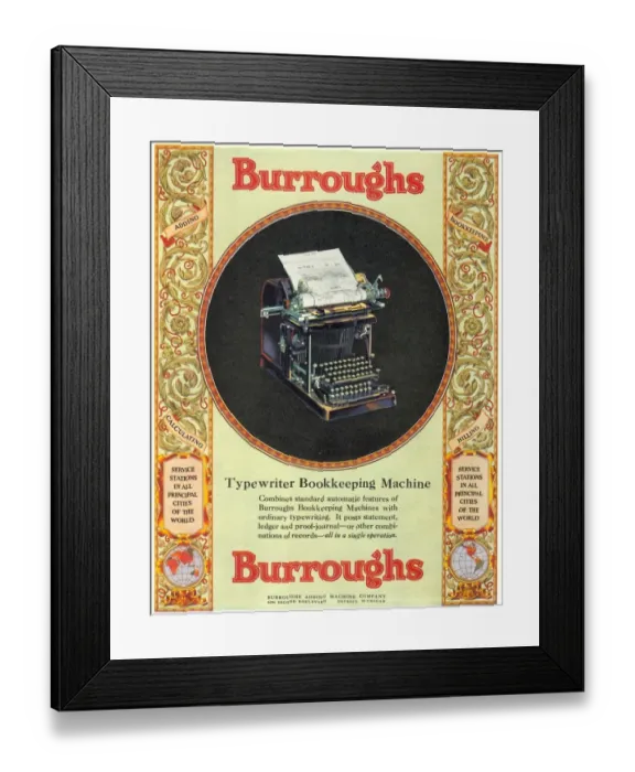 Framed Print : 1920s USA equipment burroughs adding machines accountants