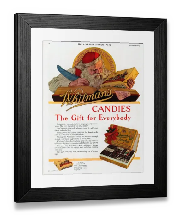 Framed Print : Whitmans 1920s USA sweets Father Christmas Santa Claus Framed Print : Whitmans 1920s USA sweets Father Christmas Santa Claus