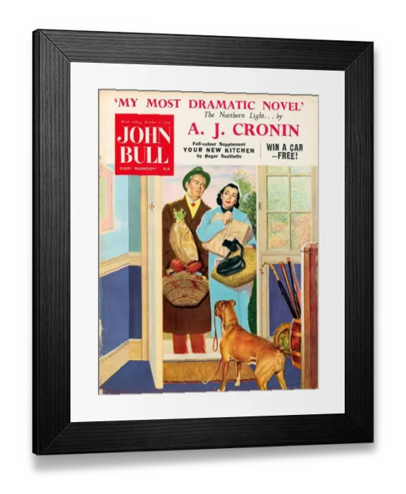 Framed Print : John Bull 1950s UK dogs walking the magazines pets family Framed Print : John Bull 1950s UK dogs walking the magazines pets family