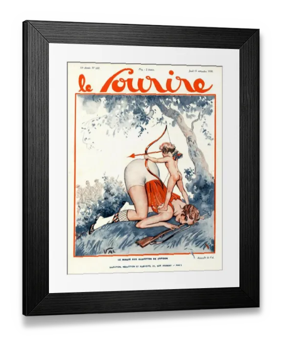 Framed Print : Le Sourire 1930 1930s France erotica love cupids cherubs magazines VAL