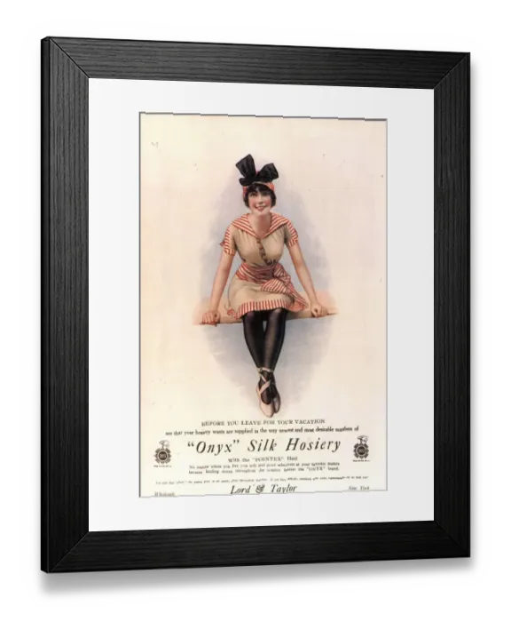 Framed Print : 1915 1910s USA onyx silk stockings womens nylons hosiery