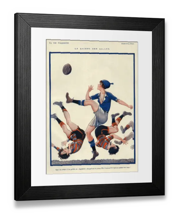 Framed Print : La Vie Parisienne 1924 1920s France Georges Pavis illustrations womens Rugby Framed Print : La Vie Parisienne 1924 1920s France Georges Pavis illustrations womens Rugby