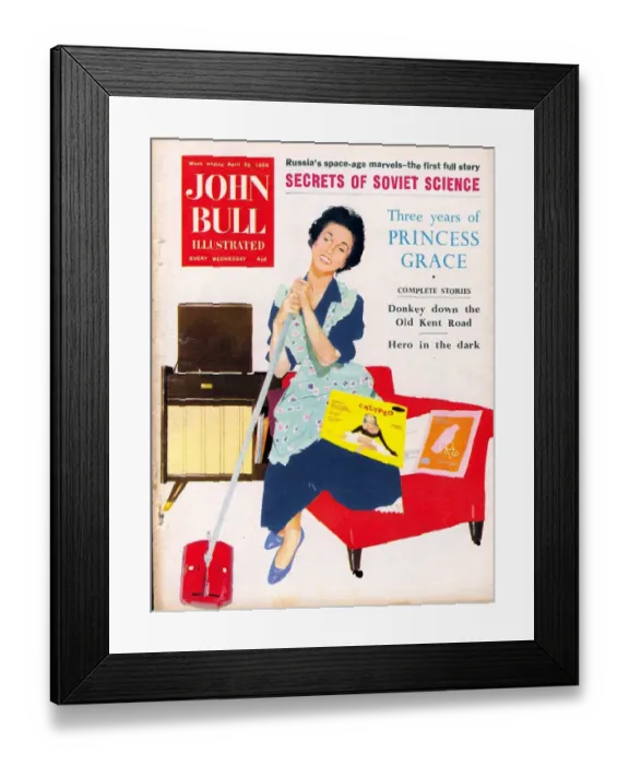 Framed Print : John Bull 1959 1950s UK housewife housewives cleaning mopping mops listening to record Framed Print : John Bull 1959 1950s UK housewife housewives cleaning mopping mops listening to record