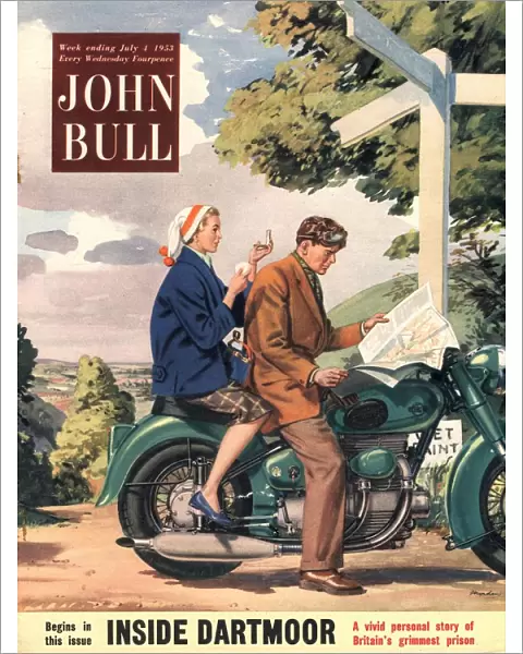 John Bull 1953 1950s UK holidays lost directions signposts motorbikes bikes stress