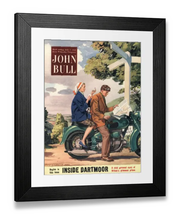 Framed Print : John Bull 1953 1950s UK holidays lost directions signposts motorbikes bikes stress Framed Print : John Bull 1953 1950s UK holidays lost directions signposts motorbikes bikes stress