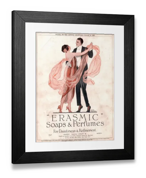 Framed Print : 1920s UK erasmic soap perfume evening-dress womens mens womens mens dancing