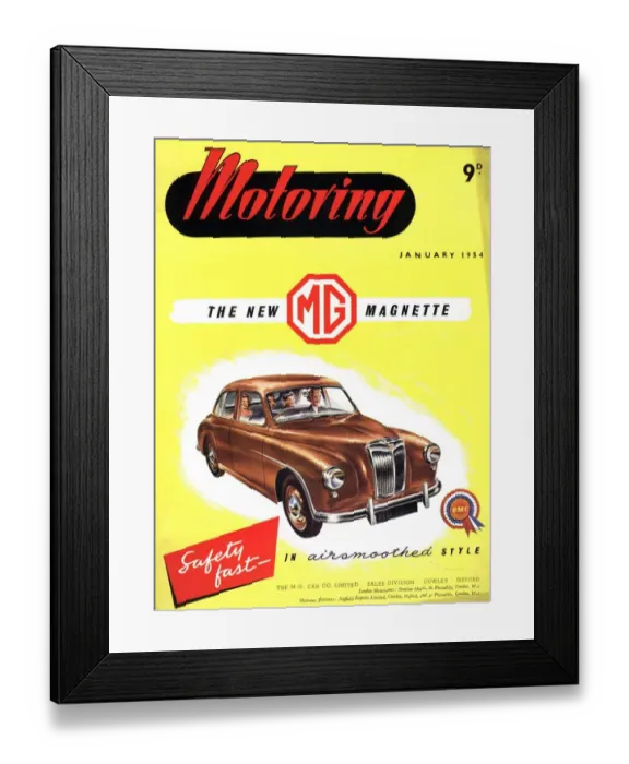 Framed Print : 1950s UK cars mg magnette covers magazines Framed Print : 1950s UK cars mg magnette covers magazines