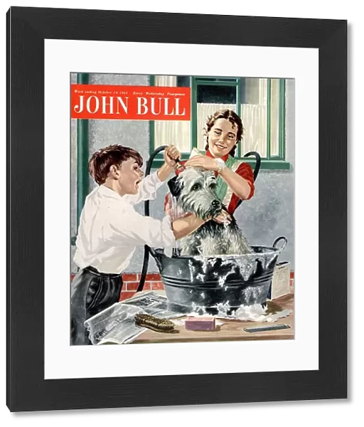 John Bull 1954 1950s UK dogs washing dirty magazines