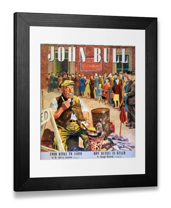 Framed Print : John Bull 1947 1940s UK breakfast cooking fry-up eating food bacon and eggs restaurants Framed Print : John Bull 1947 1940s UK breakfast cooking fry-up eating food bacon and eggs restaurants