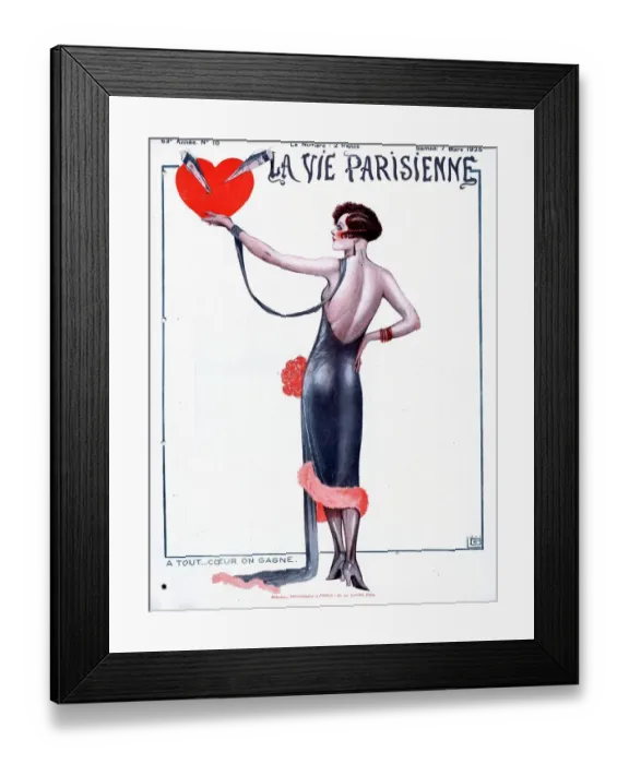 Framed Print : La Vie Parisienne 1925 1920s France glamour magazines valentines day hearts womens Framed Print : La Vie Parisienne 1925 1920s France glamour magazines valentines day hearts womens