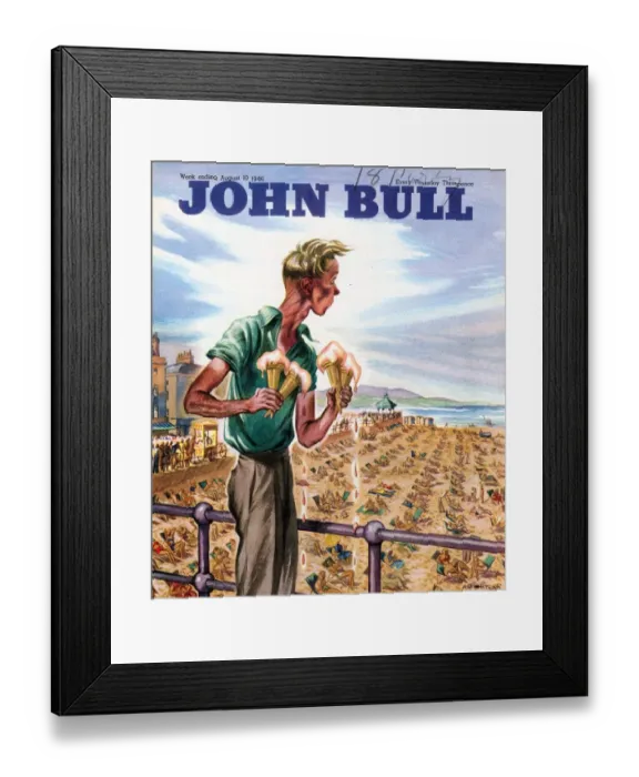 Framed Print : John Bull 1946 1940s UK holidays ice-cream seaside beaches seaside disasters lost Framed Print : John Bull 1946 1940s UK holidays ice-cream seaside beaches seaside disasters lost