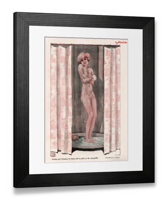 Framed Print : Le Sourire 1930s France erotica showers naked nudes nudity boudoir illustrations Framed Print : Le Sourire 1930s France erotica showers naked nudes nudity boudoir illustrations