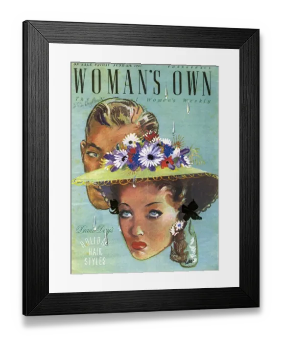 Framed Print : Womans Own 1947 1940s UK womens hats magazines womans
