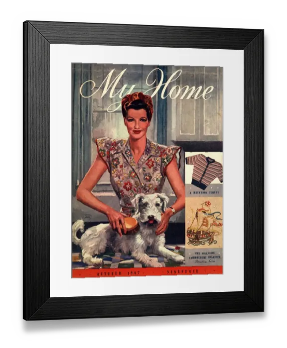 Framed Print : My Home 1947 1940s UK housewives dogs housewife magazines clothing clothes Framed Print : My Home 1947 1940s UK housewives dogs housewife magazines clothing clothes