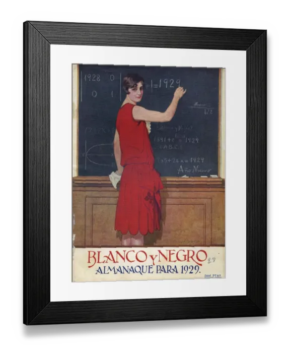 Framed Print : Blanco y Negro 1928 1920s Spain cc magazines teachers schools lessons writing blackboards
