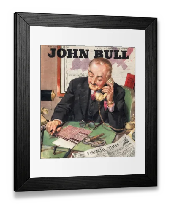 Framed Print : John Bull 1946 1940s UK FT bosses financial times pools gambling magazines Framed Print : John Bull 1946 1940s UK FT bosses financial times pools gambling magazines