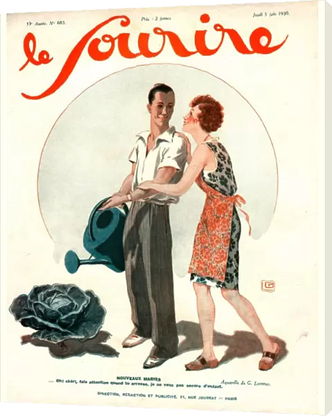 Le Sourire 1930 1930s France watering cans vegetables couples magazines horticulture