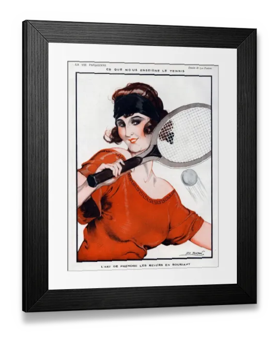 Framed Print : La Vie Parisienne 1923 1920s France A Vallee illustrations tennis womens headbands
