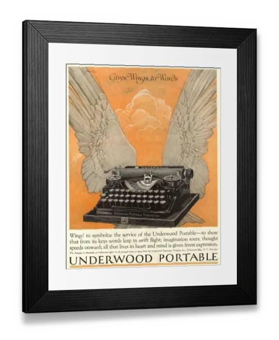 Framed Print : 1922 1920s USA underwood portable typewriters equipment Framed Print : 1922 1920s USA underwood portable typewriters equipment