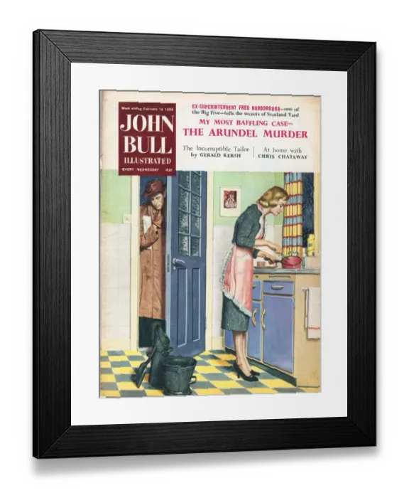 Framed Print : John Bull 1959 1950s UK cooking housewife housewives kitchens woman women in kitchen Framed Print : John Bull 1959 1950s UK cooking housewife housewives kitchens woman women in kitchen