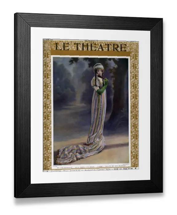 Framed Print : Le Theatre 1912 1910s France magazines womens dresses gloves fans portraits fashion