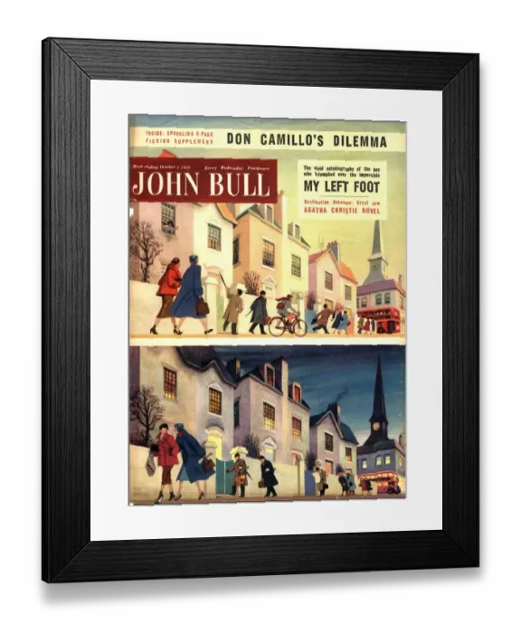 Framed Print : John Bull 1954 1950s UK suburbia commuters buses routemasters magazines suburbs commuting Framed Print : John Bull 1954 1950s UK suburbia commuters buses routemasters magazines suburbs commuting