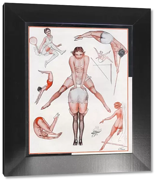 Le Sourire 1930s France erotica keep fit exercise aerobics illustrations keep-fit