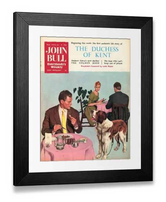Framed Print : John Bull 1950s UK restaurants dogs magazines pets