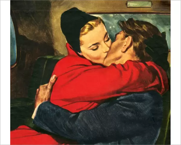 Romance 1953 1950s UK Fairbairn womens story illustrations cpi W kissing kisses