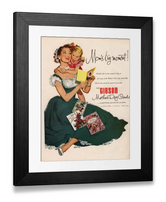 Framed Print : 1940s USA mothers day mothers cards gibson children