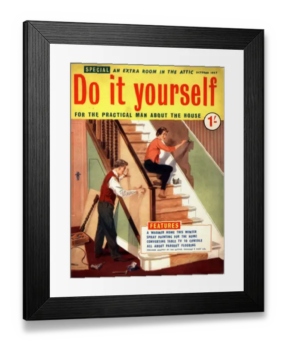 Framed Print : Do It Yourself 1950s UK diy stairs decorating magazines do it yourself interiors Framed Print : Do It Yourself 1950s UK diy stairs decorating magazines do it yourself interiors