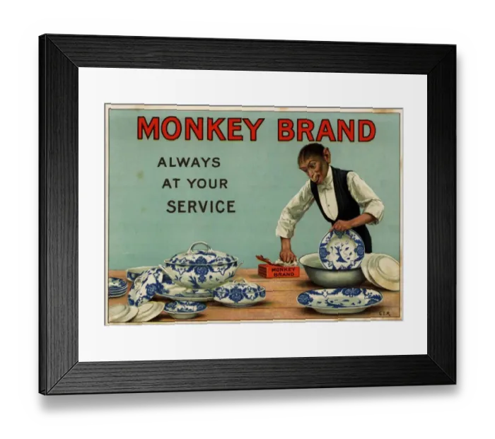 Framed Print : 1910s, UK, Monkey Brand, Magazine Advert Framed Print : 1910s, UK, Monkey Brand, Magazine Advert