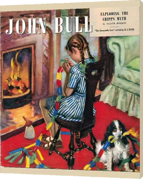 John Bull 1948 1940s UK fireplaces fires paper chains naughty dogs spaniels girls