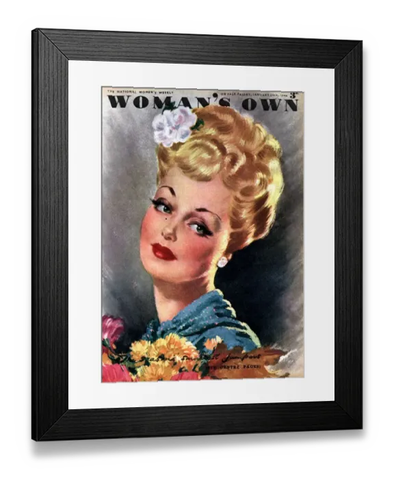 Framed Print : Womans Own 1946 1940s UK womens magazines portraits glamour flowers