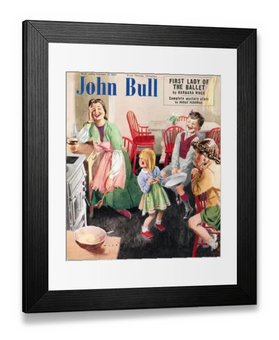 Framed Print : John Bull 1950 1950s UK cooking pancakes pancake day housewives housewife woman women Framed Print : John Bull 1950 1950s UK cooking pancakes pancake day housewives housewife woman women