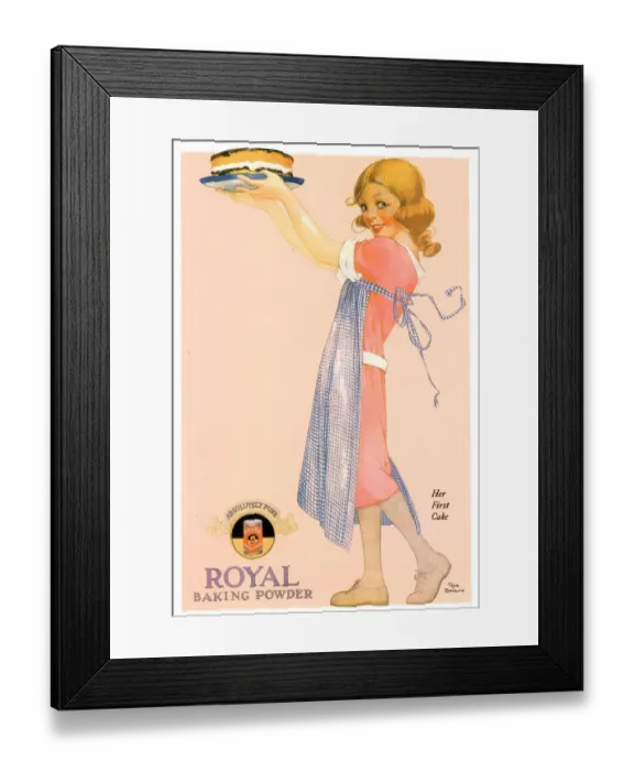 Framed Print : 1920s USA cooking children baking a cakes royal baking powder