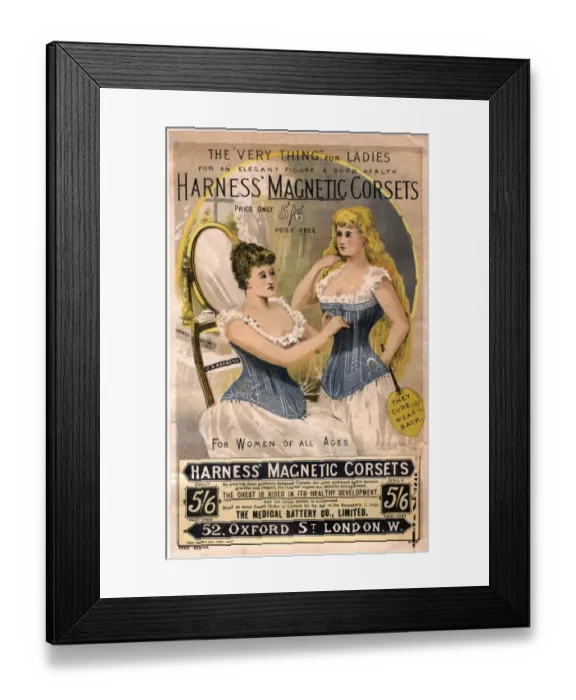 Framed Print : 1890s UK corsets girdles magnetic harness underwear womens clothing clothes gadgets