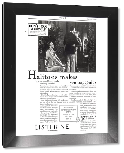 Listerine 1920s USA bad breath fear halitosis mouthwash gargle rescan