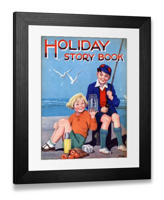 Framed Print : Holiday Story book 1950s UK holidays fishing Framed Print : Holiday Story book 1950s UK holidays fishing