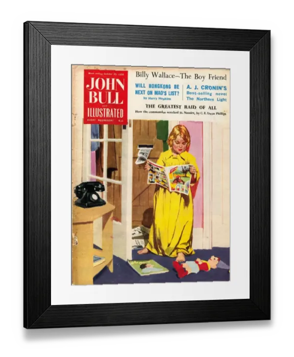 Framed Print : John Bull 1950s UK comics reading Framed Print : John Bull 1950s UK comics reading