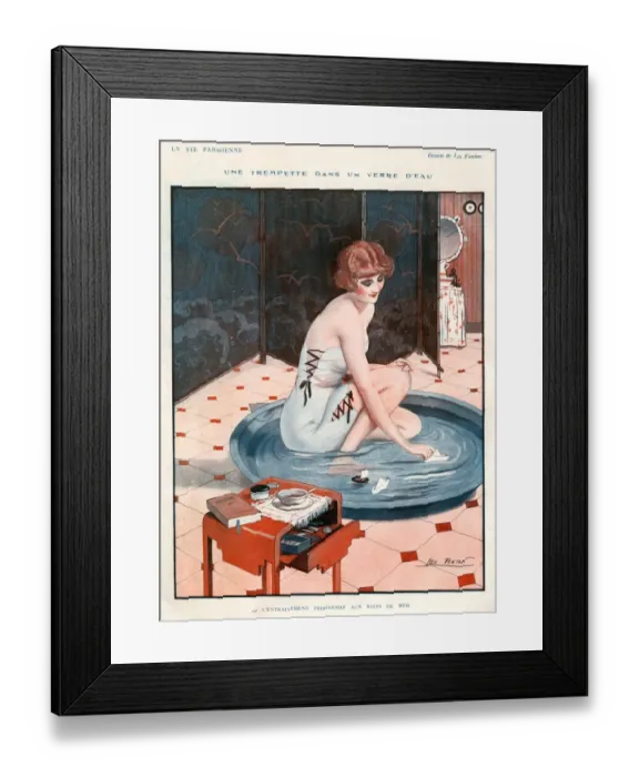 Framed Print : La Vie Parisienne 1924 1920s France Leo Fontan illustrations paper boats ships paddling Framed Print : La Vie Parisienne 1924 1920s France Leo Fontan illustrations paper boats ships paddling