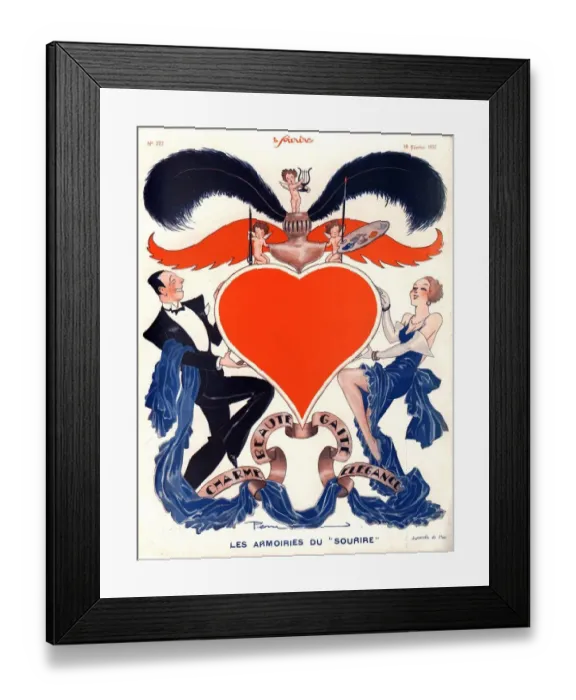 Framed Print : Le Sourire 1932 1930s France valentines mens womens magazines valentines clothing