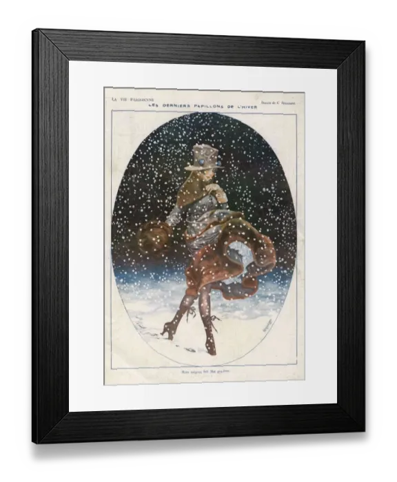 Framed Print : La Vie Parisienne 1918 1910s France cc snow winter coats hats furs walking womens