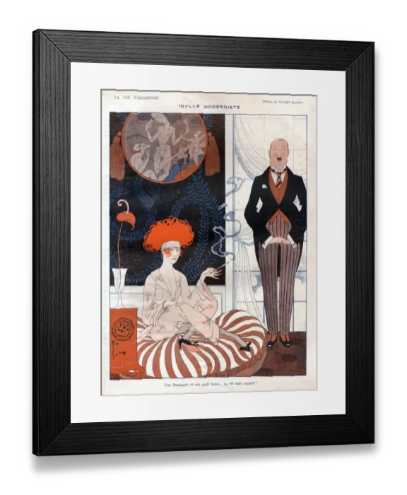Framed Print : La Vie Parisienne 1920s France glamour erotica servants women smoking womens Framed Print : La Vie Parisienne 1920s France glamour erotica servants women smoking womens