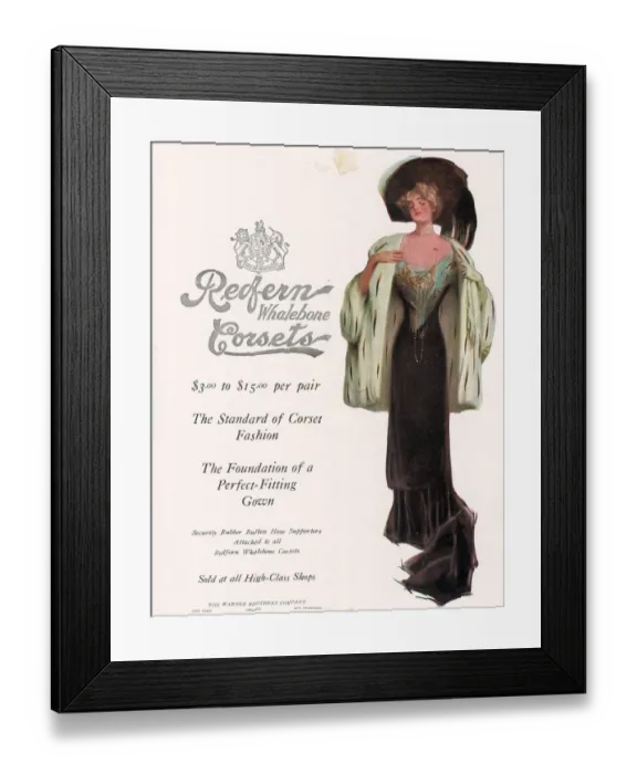 Framed Print : Warners 1910s USA womens underwear corsets Framed Print : Warners 1910s USA womens underwear corsets