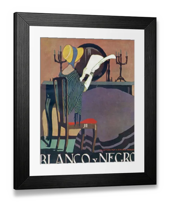Framed Print : Blanco y Negro 1921 1920s Spain cc reading bonnets Framed Print : Blanco y Negro 1921 1920s Spain cc reading bonnets