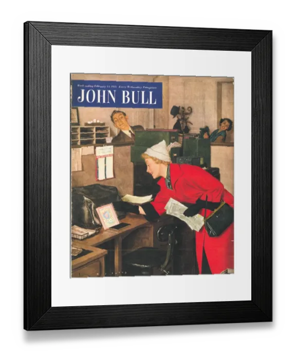 Framed Print : John Bull 1950s UK love secretaries secretary magazines